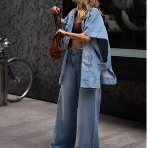 Scacto Denim Wide Fit Sleeveless Cardigan Top and matching jeans, size SMALL